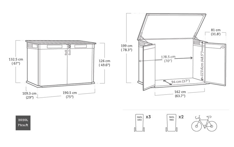Box storage 2020L Storage Shed – Grey